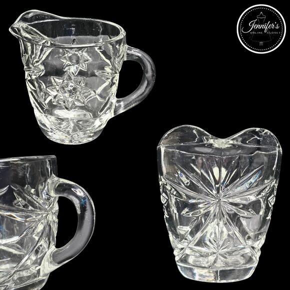 Anchor Hocking Vintage 60's/70's Early American Prescut Clear Sugar & Cream Set - Picture 4 of 7